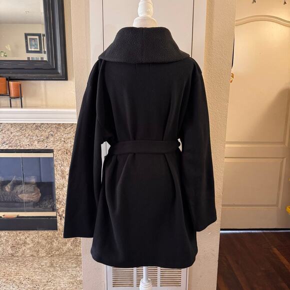 Dudley Stephens Cassidy Belted Cardigan Coat Jacket Black Fleece Minimalist XXL - Picture 2 of 11